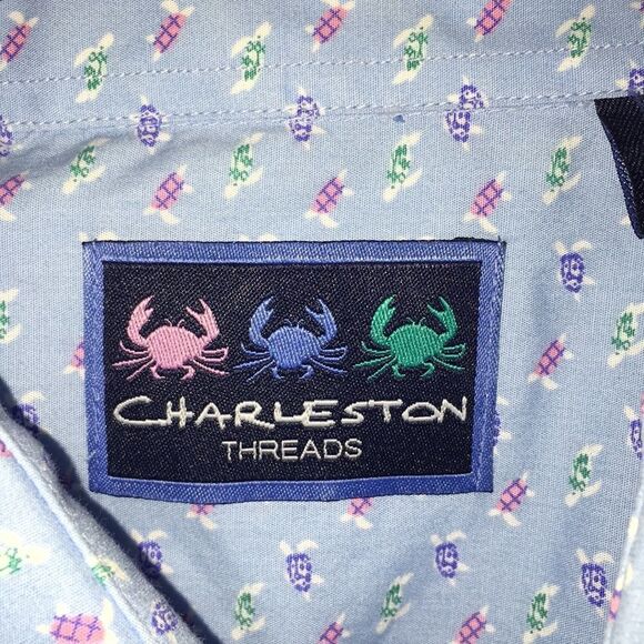 Charleston Threads TURTLE PRINT LS summer shirt L - Picture 2 of 5